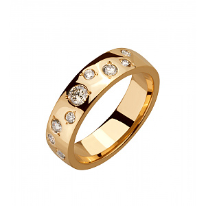 Золотое обручальное кольцо  с бриллиантами (1б_к-295) фотография