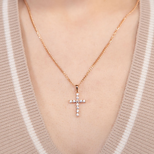 Золотий хрестик з фіанітами (1п-136) фотографія