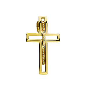 Золотой крестик с цирконием куб. (01-17676114) фотография