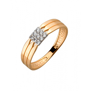 Золотое кольцо с цирконием куб. (01-19252814) фотография