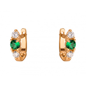 Золотые серьги с цирконием куб. (01-19334014) фотография