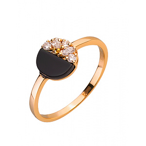 Золотое кольцо с цирконием куб. (01-200331614) фотография