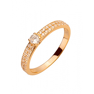 Золотое кольцо с цирконием куб. (01-200358714) фотография