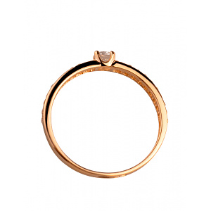 Золотое кольцо с цирконием куб. (01-200358714) фотография