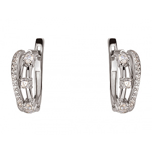 Золотые серьги с цирконием куб. (01-200438414) фотография