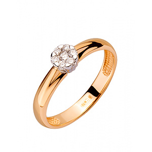 Золота каблучка з діамантами (01-200447814) фотографія