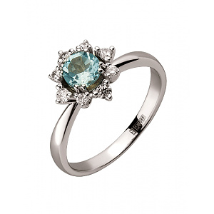 Золота каблучка з діамантами  та  топазом (01-200563614) картинка Золота каблучка з діамантами  та  топазом (01-200563614) фотографія