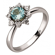 Золотое кольцо с бриллиантами  и  топазом (01-200563614) Золотое кольцо с бриллиантами  и  топазом (01-200563614)