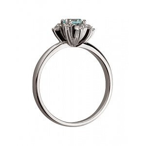 Золота каблучка з діамантами  та  топазом (01-200563614) картинка Золота каблучка з діамантами  та  топазом (01-200563614) фотографія