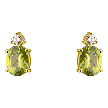 Золоті сережки з діамантами  та  хризолітами (01-200566914)