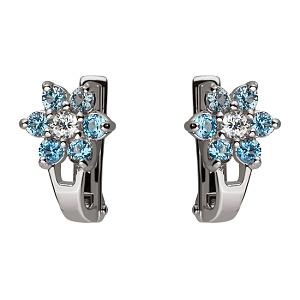 Золотые серьги с циркониями  и  шпинелью (2б_с-052) фотография