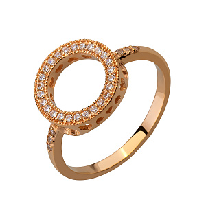 Золота каблучка з цирконіями (1б_к-226) фотографія