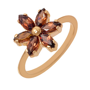 Золота каблучка з гранатами (1к-261) фотографія