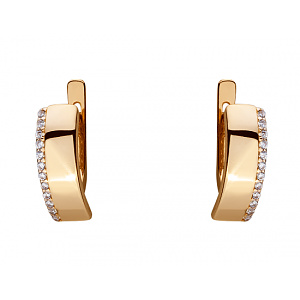 Золотые серьги с цирконием куб. (01-18121115) фотография