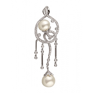 Золотий  кулон з діамантами  та  перлиною (01-19334915) фотографія