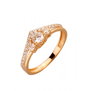 Золотое кольцо с цирконием куб. (01-200087415) фотография