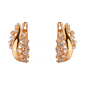 Золоті сережки з цирконієм куб. (01-200092615) фотографія