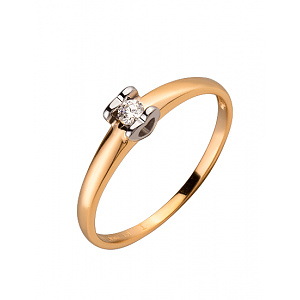 Золотое кольцо с бриллиантом (01-200182715) фотография