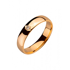 Золотое обручальное кольцо  с бриллиантом (01-200358715) фотография