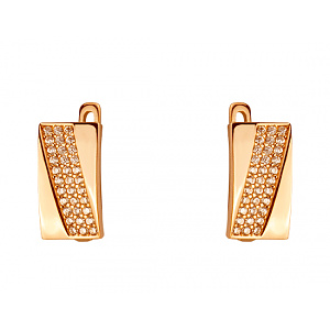 Золоті сережки з фіанітом (цирконієм куб.) (01-200408215) фотографія