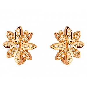 Золоті сережки з цирконієм куб. (01-200428715) фотографія