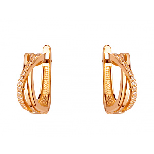 Золоті сережки з цирконієм куб. (01-200438415) фотографія