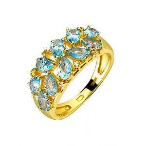 Золотое кольцо с топазами (01-200465915) фотография