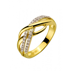 Золота каблучка з діамантами (01-200489315) фотографія