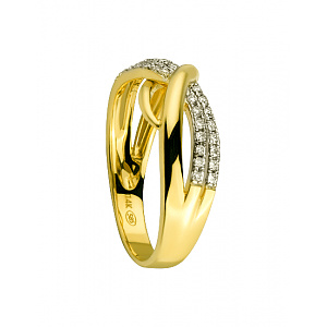 Золота каблучка з діамантами (01-200489315) фотографія