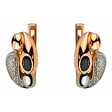 Золоті сережки з діамантами  та  корундами (01-200606415)