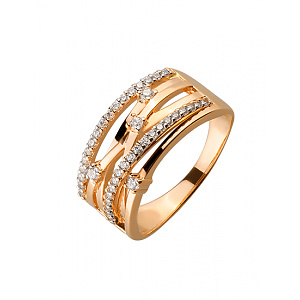 Золотое кольцо с цирконием куб. (01-19223816) фотография