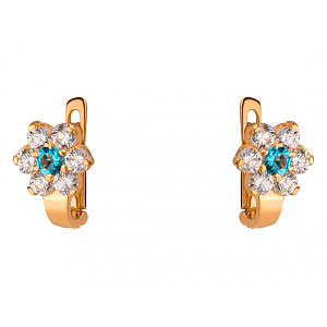 Золоті сережки з цирконієм куб. (01-200159916) фотографія