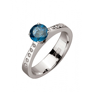 Золотое кольцо с бриллиантами  и  корундом (01-200383716) фотография