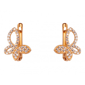 Золотые серьги с цирконием куб. (01-200388316) фотография