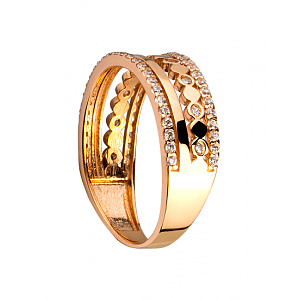 Золотое кольцо с цирконием куб. (01-200392716) фотография