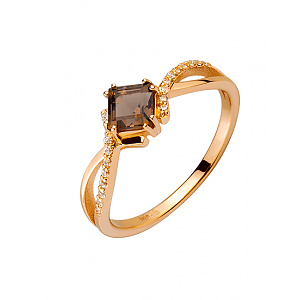 Золотое кольцо с кварцем  и  цирконием куб. (01-200447816) фотография