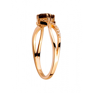 Золотое кольцо с кварцем  и  цирконием куб. (01-200447816) фотография