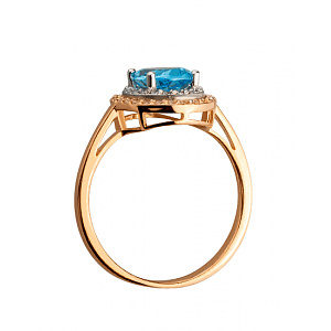 Золота каблучка з топазом  та  цирконієм куб. (01-200559616) фотографія