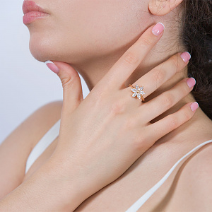 Золотое кольцо с фианитами (1к-261) фотография