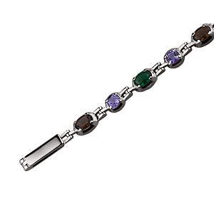 Золотой браслет с аметистами  и  кварцами (2б-026) фотография