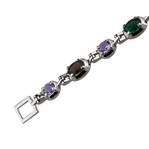 Золотой браслет с аметистами  и  кварцами (2б-026) фотография