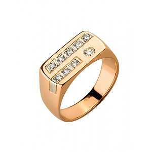 Золота каблучка з діамантами (01-19064317) фотографія