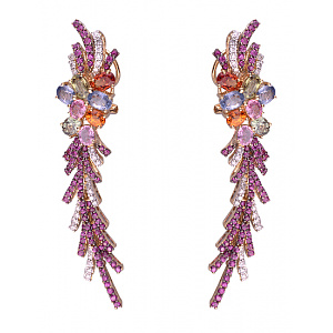 Золотые серьги с бриллиантами  и  корундами (01-200137417) фотография