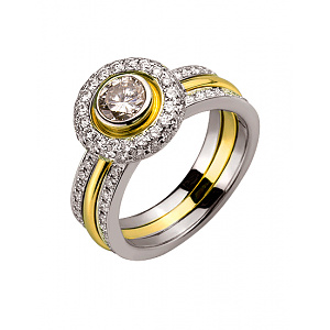 Золота каблучка з діамантами (01-200364817) фотографія