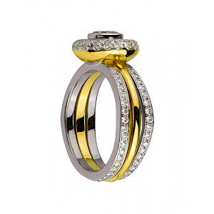 Золота каблучка з діамантами (01-200364817) фотографія