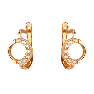 Золотые серьги с цирконием куб. (01-200438417) фотография