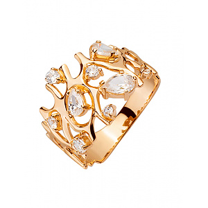 Золотое кольцо с цирконием куб. (01-200443817) фотография