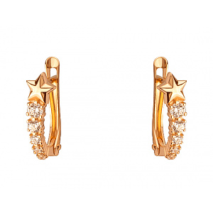 Золотые серьги с цирконием куб. (01-200510817) фотография