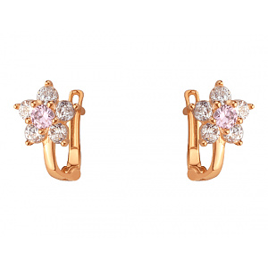 Золотые серьги с фианитом (цирконием куб.) (01-200633417) фотография