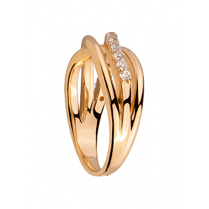 Золота каблучка з фіанітом (цирконієм куб.) (01-200816017) фотографія